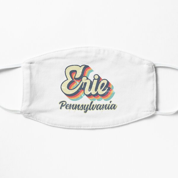 Erie City Pennsylvania Retro Vintage 70s rainbow Flat Mask