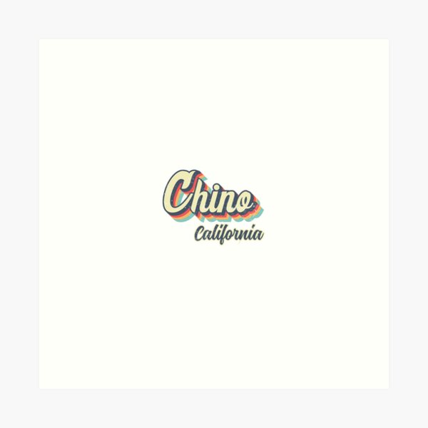 Vista previa del artículo con la obra «Chino City California Retro Vintage 70s arcoiris», diseñado y vendido por Teelogic.