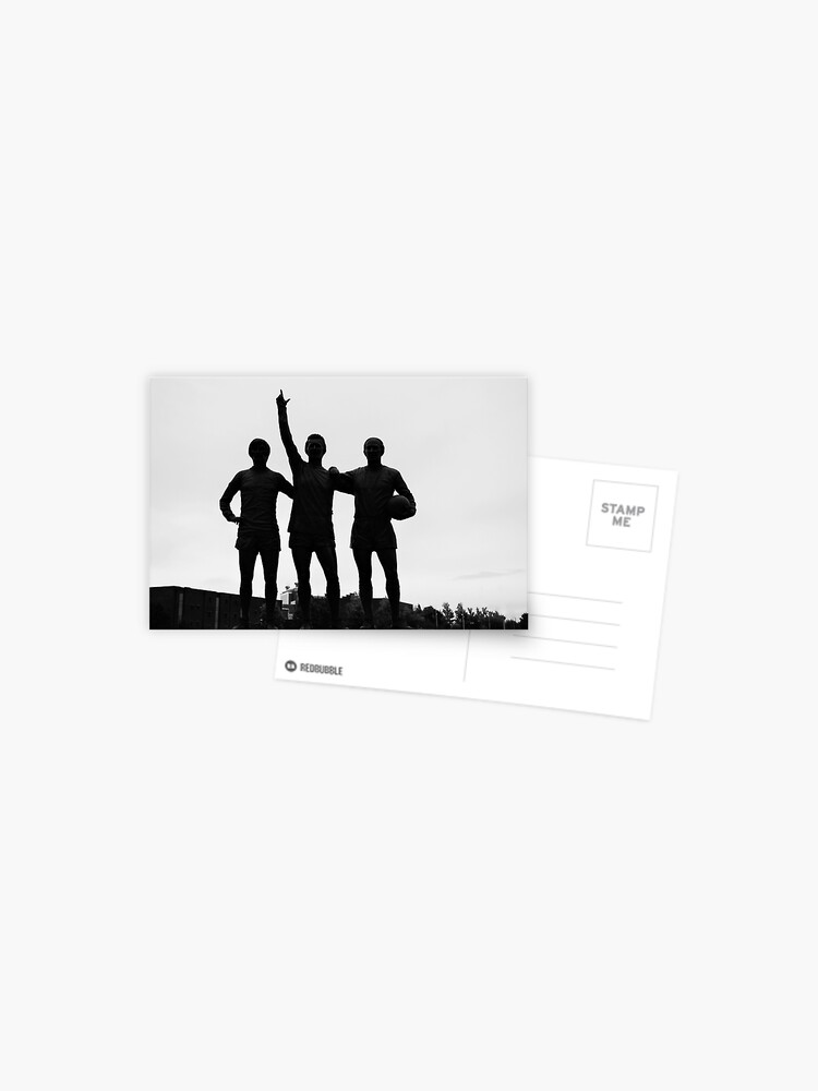 Manchester United Statue The Holy Trinity Best Law Charlton Postcard By Potoilstudios Redbubble