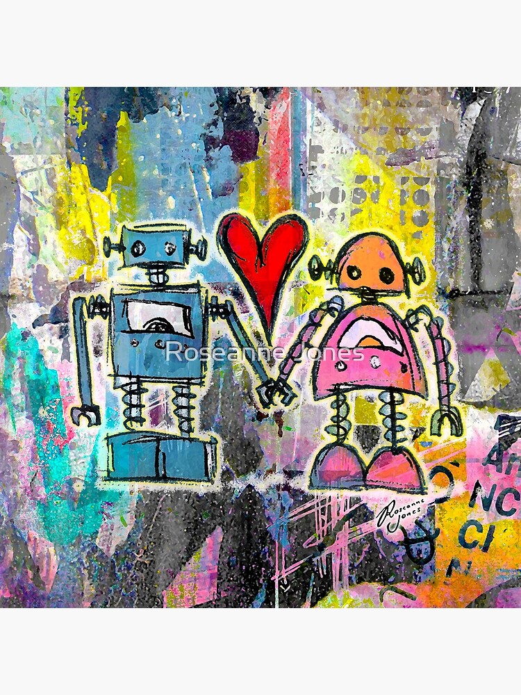 Thumbnail 3 of 3, Poster, Graffiti Pop Robot Love designed and sold by RoseanneJones.