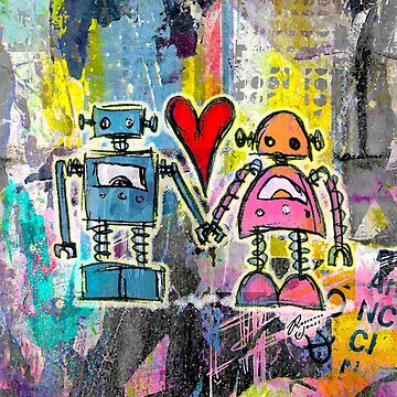 Artwork thumbnail, Graffiti Pop Robot Love by Roseanne Jones