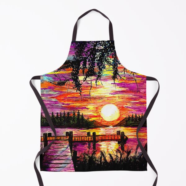 Item preview, Lake Side Sunset Landscape Acrylic Painting Artwork designed and sold by OnigiriDoctor.