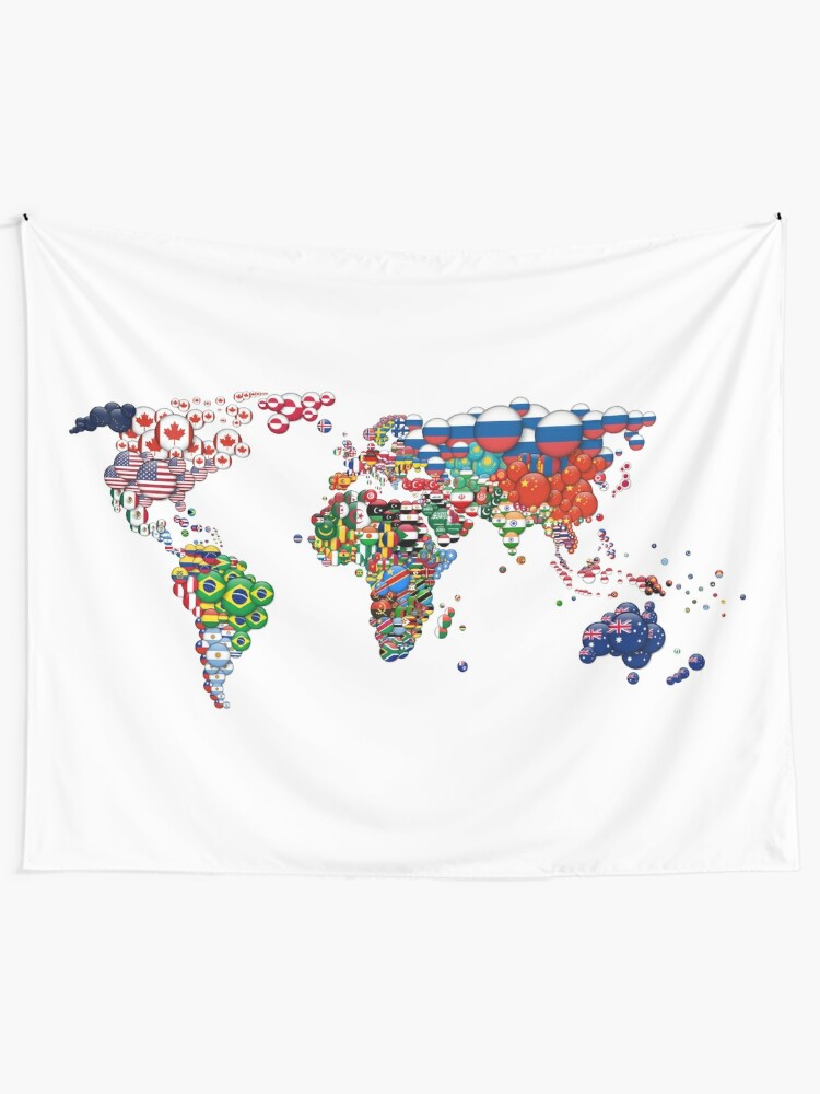 "World map and all National Circle Country Flags - Country Flags" Tapestry for Sale by 