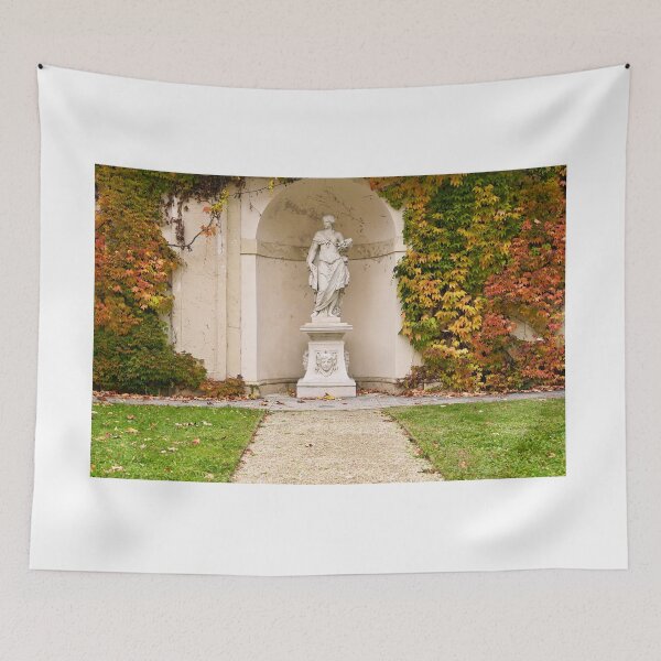 Item preview, statue and wall with creeper plant in Vienna autumn season designed and sold by goceris.