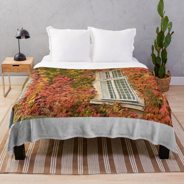 Item preview, wall with rustic wooden windows and creeper in Vienna autumn season designed and sold by goceris.