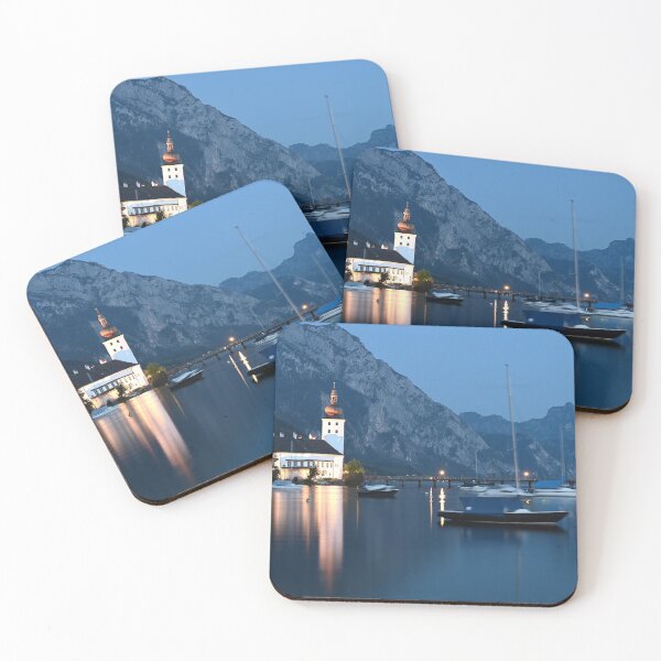Item preview, medieval water castle Schloss Ort Orth on lake Traunsee by night in Gmunden Upper Austria  designed and sold by goceris.