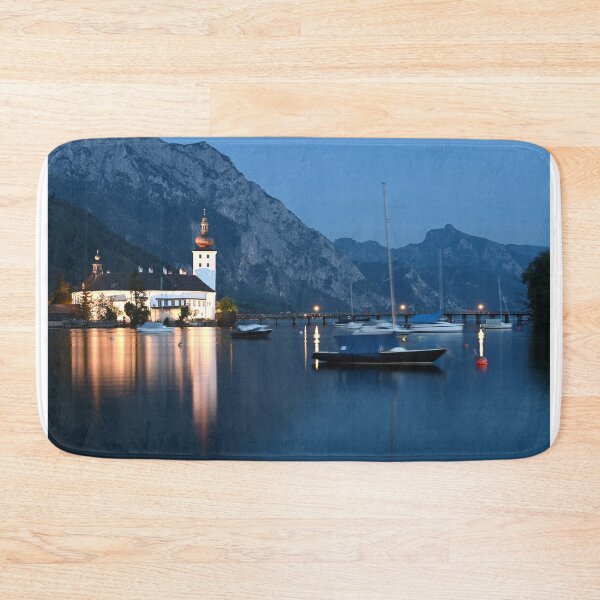 Item preview, medieval water castle Schloss Ort Orth on lake Traunsee by night in Gmunden Upper Austria  designed and sold by goceris.