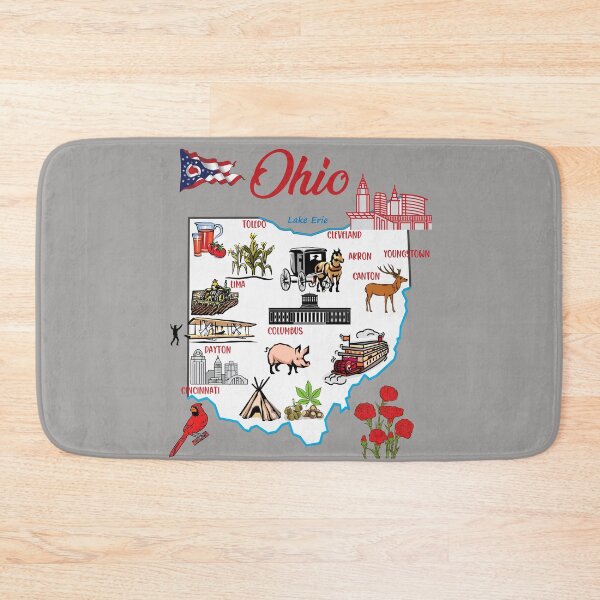 Item preview, Ohio tourist map with landmarks and famous symbols, USA, United States designed and sold by mashmosh.