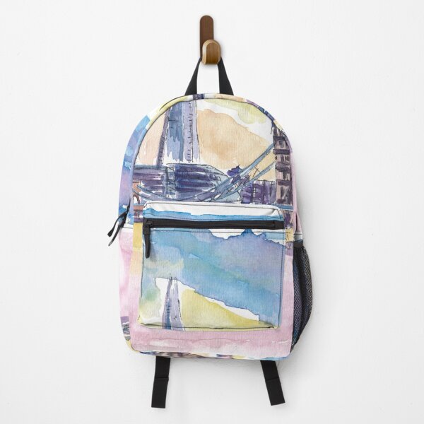 Item preview, Modern London UK Sunset with Tower Bridge and Skyscrapers designed and sold by artshop77.