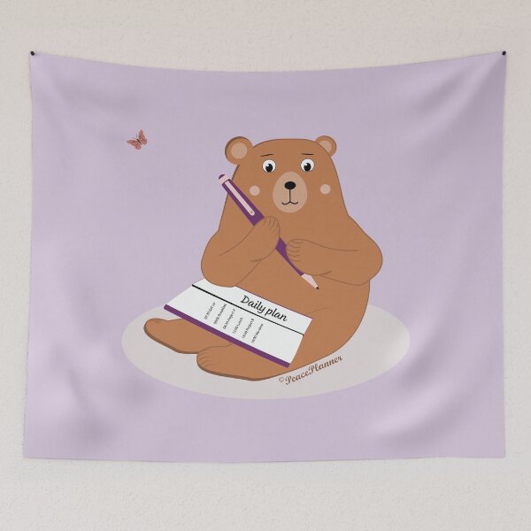 Item preview, Writing cute brown bear daily plan designed and sold by PeacePlanner.