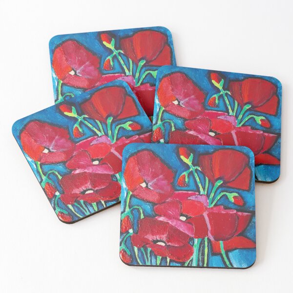 Item preview, Red poppies on a blue background designed and sold by Liam898.