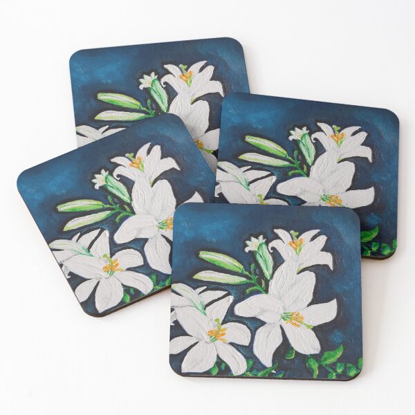 Item preview, Painted lilias on a dark blue background designed and sold by Liam898.