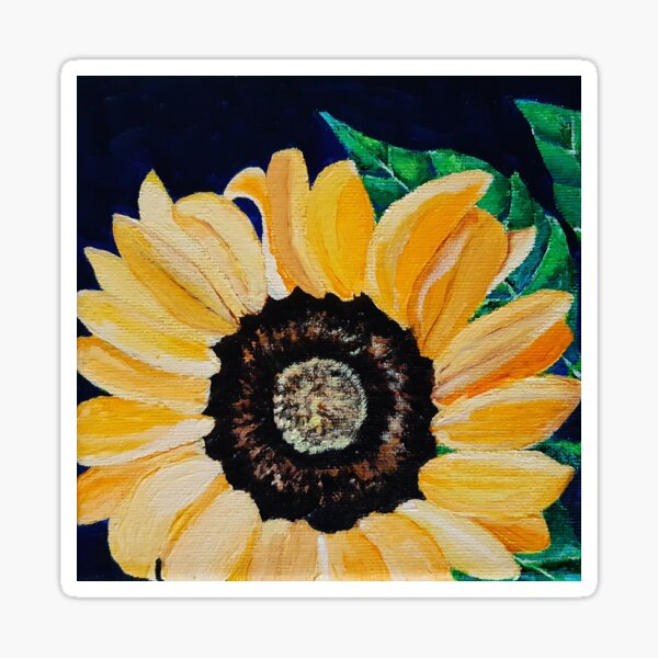 Yellow sunflower on a dark blue background Sticker