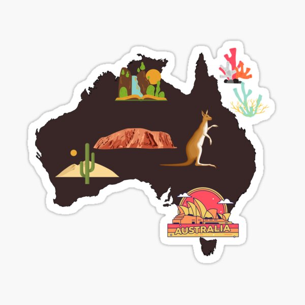 Map of Australia, Australia Sights Sticker
