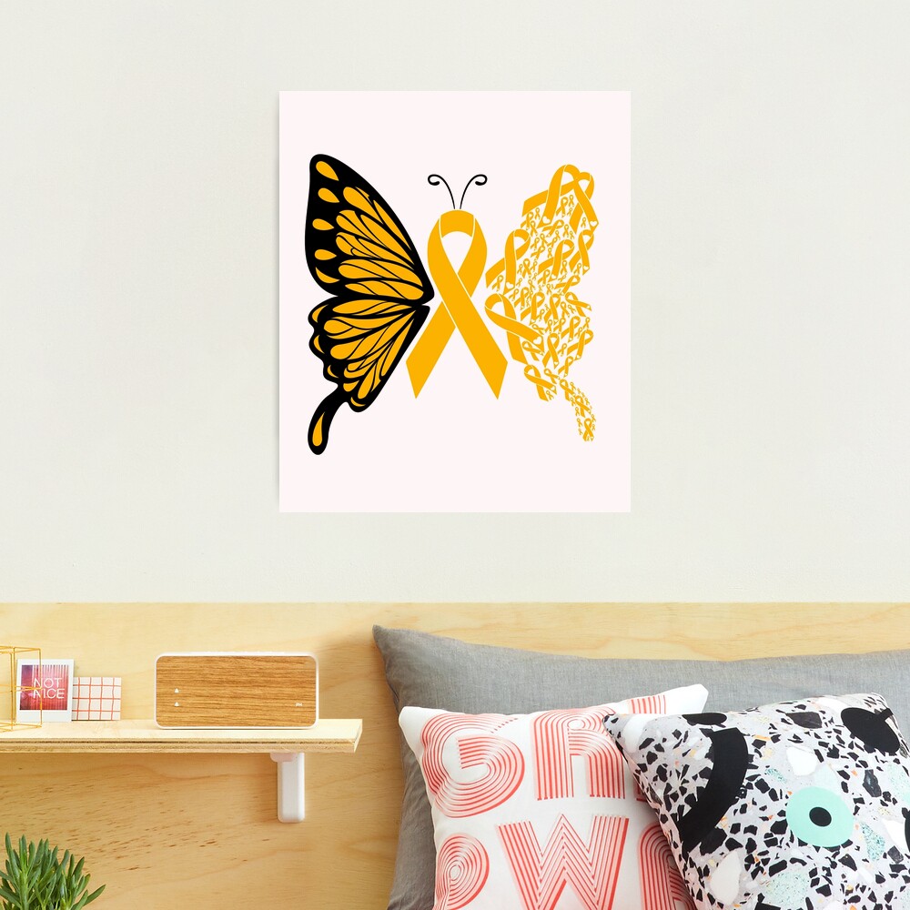 Gold Childhood Cancer Awareness Butterfly, Cancer Ribbon Butterfly Poster  for Sale by manzee