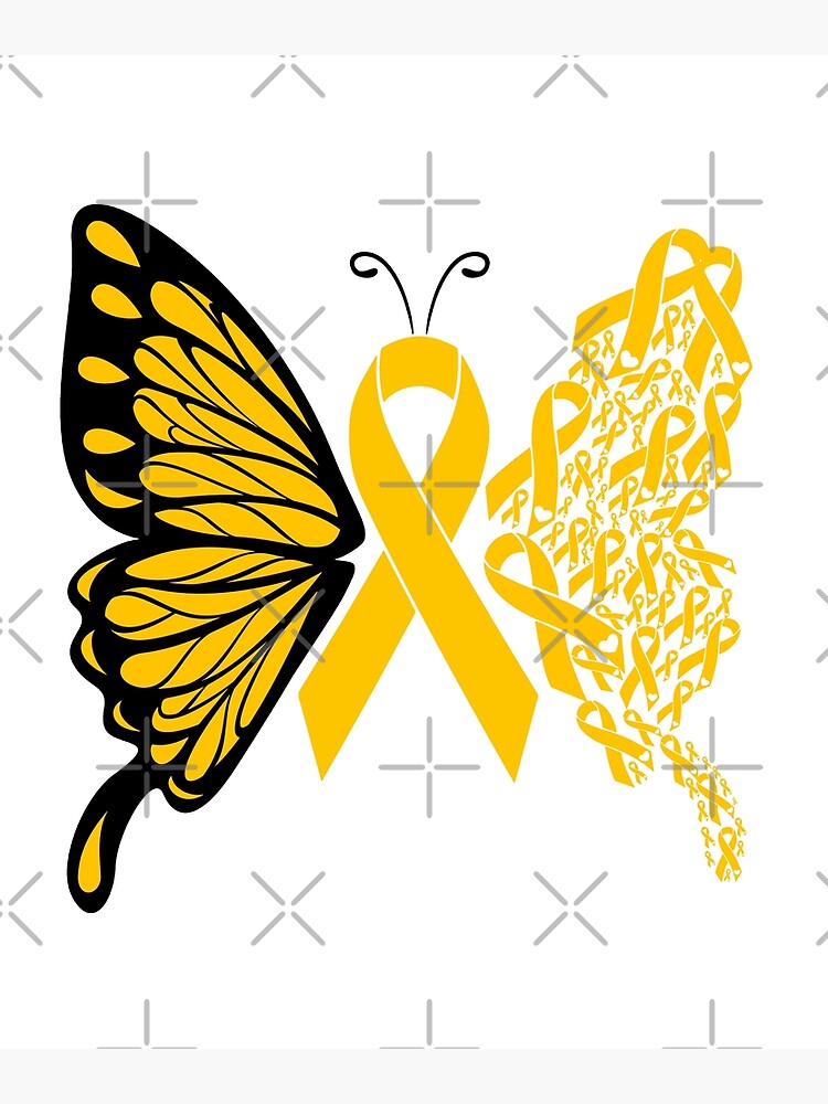 Gold Childhood Cancer Awareness Butterfly, Cancer Ribbon Butterfly Poster  for Sale by manzee