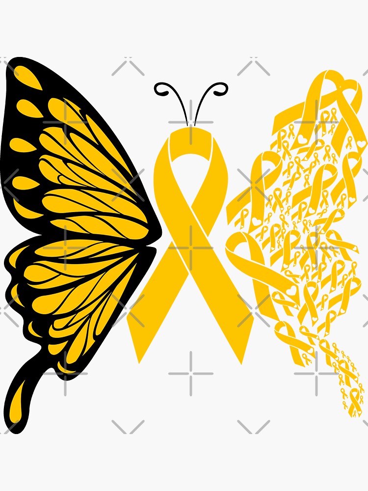 Childhood Cancer Awareness Ribbon with Butterflies
