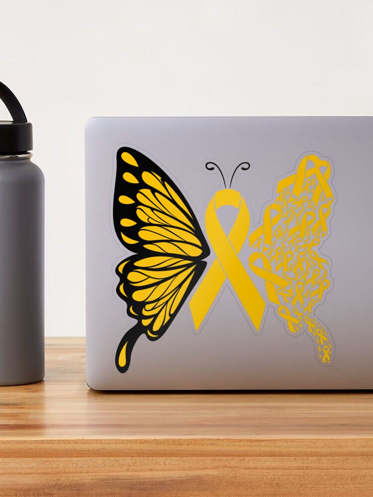 Gold Childhood Cancer Awareness Butterfly, Cancer Ribbon Butterfly Poster  for Sale by manzee