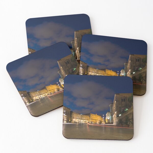 Item preview, Car Light Trails on the Elegant Duomo Square in Ortygia, Syracuse designed and sold by Georgia Mizuleva.