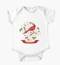 Virginia State Cardinal Bird and Dogwood Flower One Piece - Short Sleeve