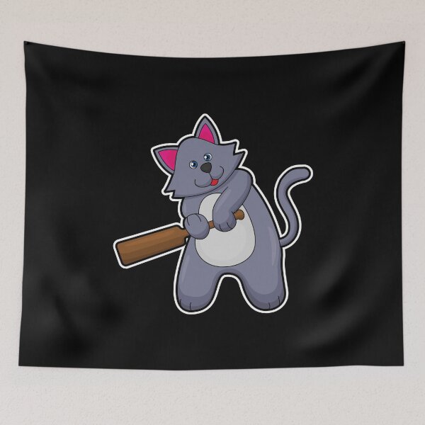 Item preview, Cat at Cricket with Cricket bat designed and sold by Snabdesign84.