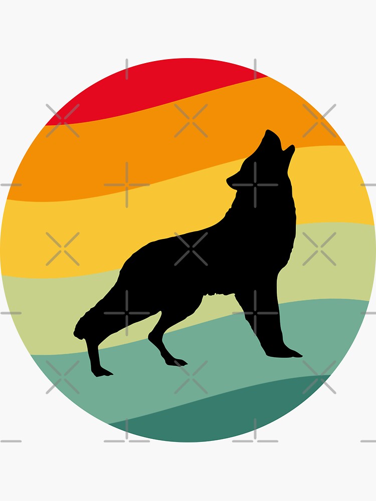 "Retro wolf " Sticker by Endles5Hope Redbubble