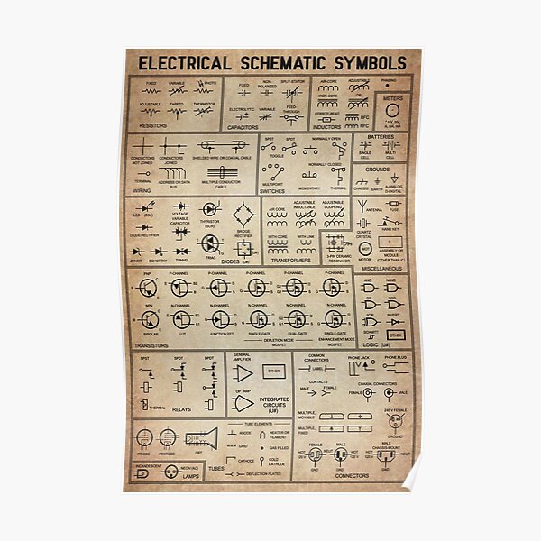 "Electrical schematic symbols" Poster for Sale by SonArtist | Redbubble