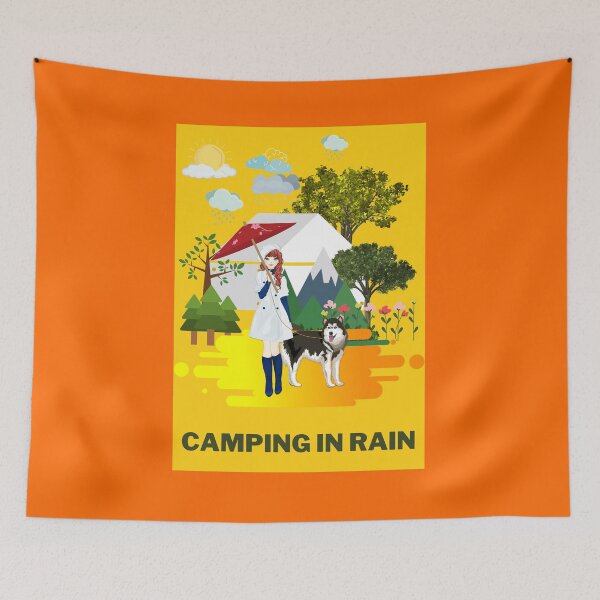 Item preview, Camping in Rain with my dog designed and sold by vidyaroul.