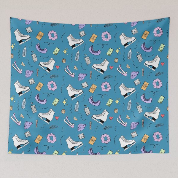 Item preview, Figure Skating Cartoon Pastel Pattern - Blue designed and sold by IcyScribbles.