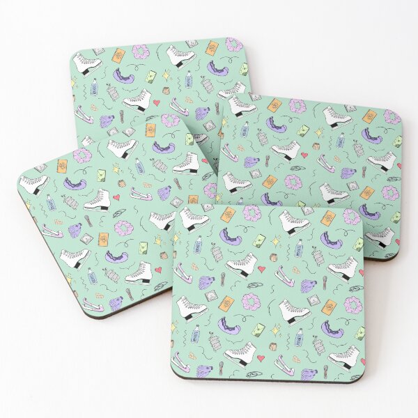 Item preview, Figure Skating Cartoon Pastel Pattern - Mint Green designed and sold by IcyScribbles.
