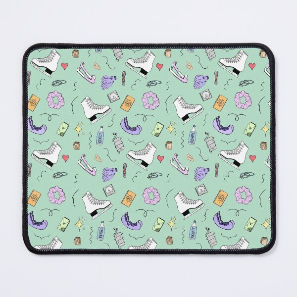 Item preview, Figure Skating Cartoon Pastel Pattern - Mint Green designed and sold by IcyScribbles.