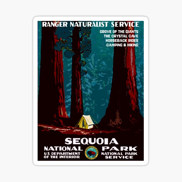 Vintage WPA Camping in Sequoia National Park Sticker
