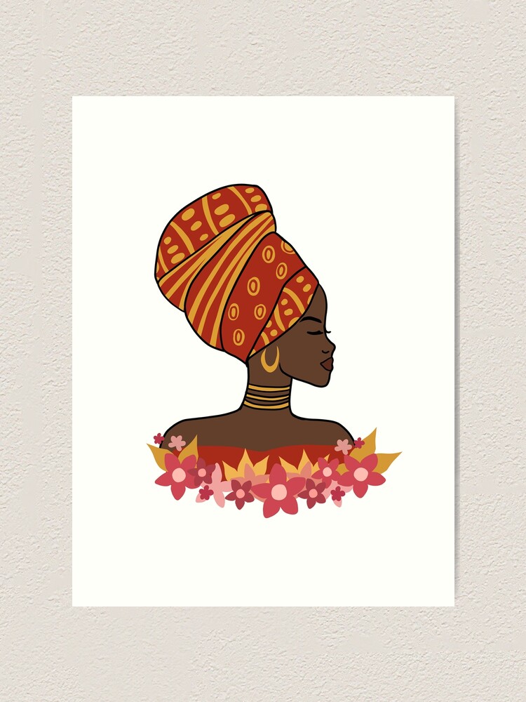 Melanin Queen - African Young Lady Wearing a Turban - Aesthetic