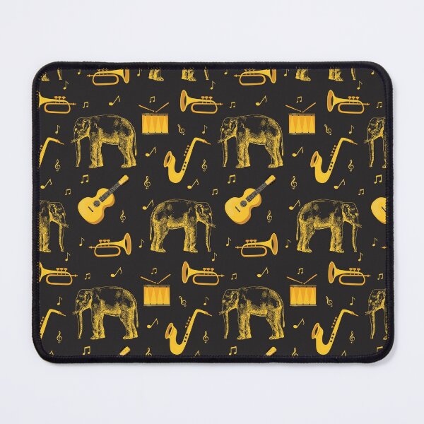 Pattern with elephants and music instruments INCOGNITO ELEPHANT CLUB POLAND Mouse Pad