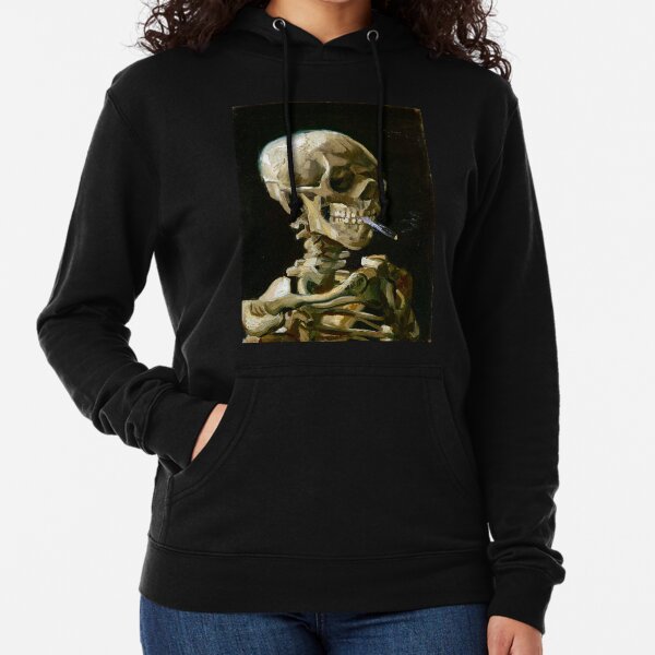 Vincent van Gogh Cabeza de esqueleto con un cigarrillo encendido Sudadera ligera con capucha