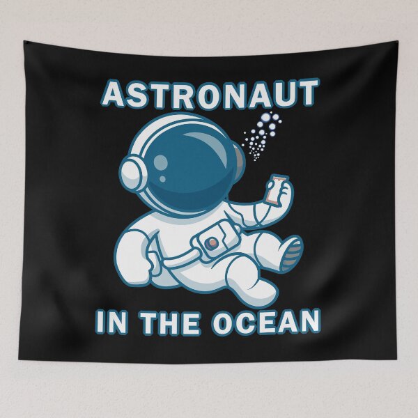 Item preview, Astronaut in the ocean holding phone in deepwater designed and sold by ArtyFiction.