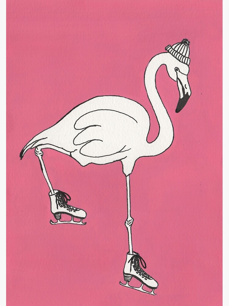 Pink Flamingo illustration, flamingo art print, flamingo with ice