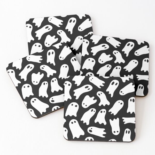 Item preview, Little Ghosts on Black Background Pattern designed and sold by Ink-ka.