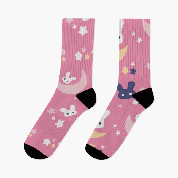 Item preview, Kawaii Bunny Rabbit Moon and Stars Pattern - Pink designed and sold by Haygoodies.