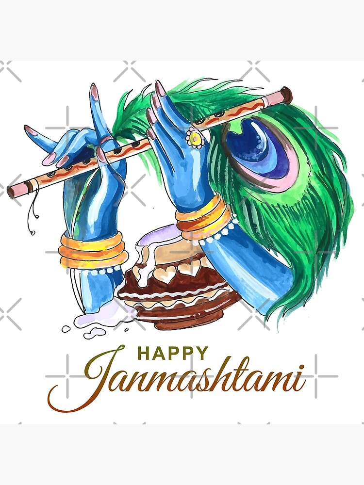 Lord Krishna Plays His Flute, Vector Happy Janmashtami, , 56% OFF