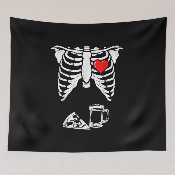 Item preview, Dad Skeleton Halloween Beer Pizza Funny Pregnancy Couple Men designed and sold by HumbleShirt.