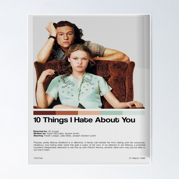 10 Things I Hate About You movie poster Julia Stiles, Heath Ledger - 11 x 17