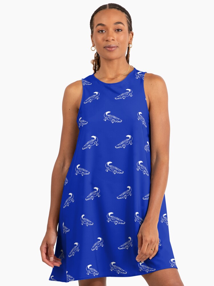 White Gator on Blue" A-Line Dress for Sale by HalamoDesigns | Redbubble White Gator on Blue" A-Line Dress for Sale by HalamoDesigns | Redbubble