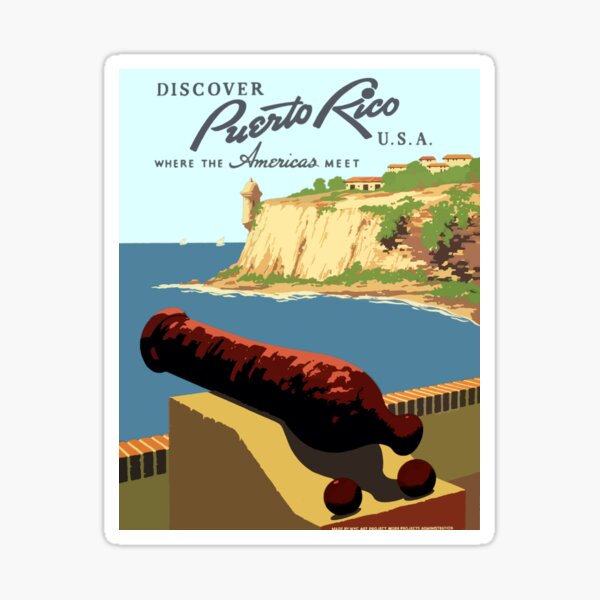 Vintage Discover Puerto Rico WPA Sticker