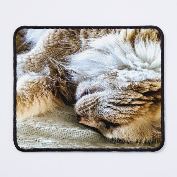 Item preview, Sleepy orange cat on knitted blanket designed and sold by TrystaLC.