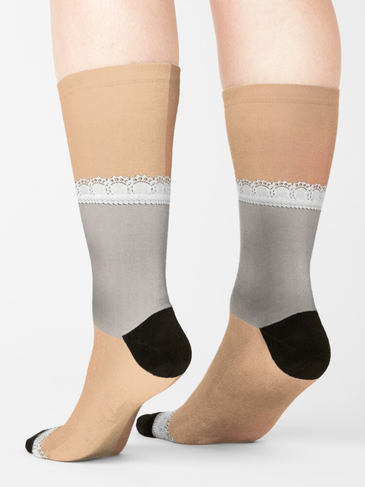 White Lace Stockings for Light Skin Option 2 Socks for Sale by