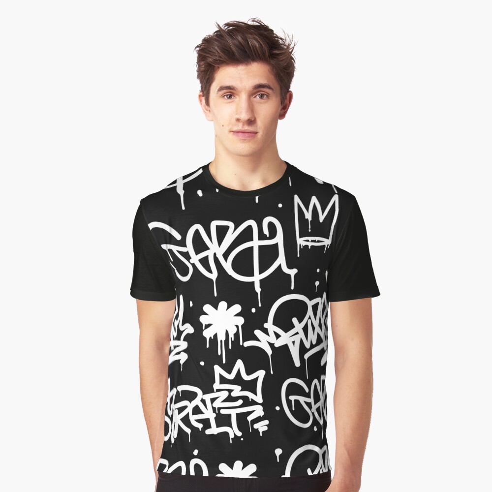 "Black and White Graffiti" T-shirt for Sale by PRODUCTPICS | Redbubble ...