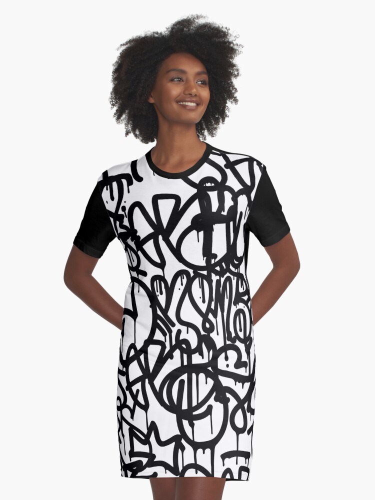 black and white graffiti dress