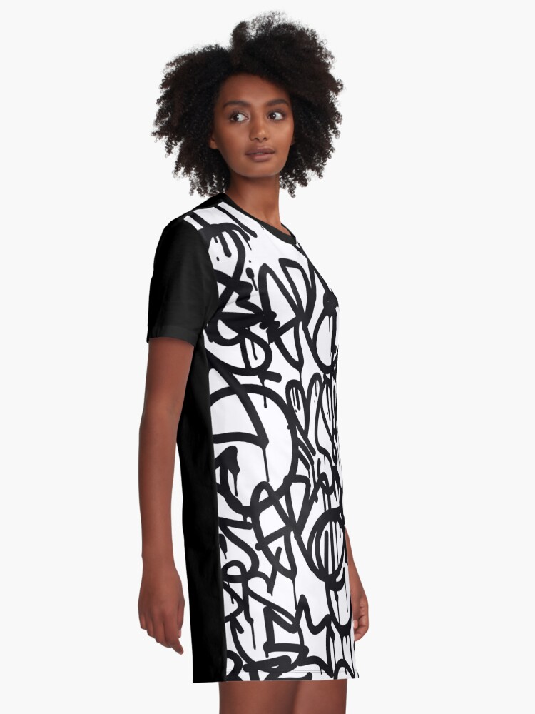 white graffiti shirt dress