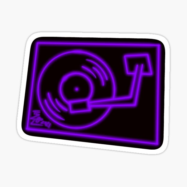 Purple Neon Glow Turntable Glossy Sticker